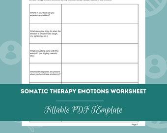 Somatic Therapy Emotions Worksheet | Editable / Fillable PDF Template | For Counselors, Psychologists, Social Workers, Therapists