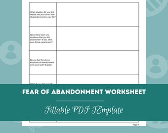 Fear of Abandonment Worksheet | Editable / Fillable PDF | For Counselors, Psychologists, Social Workers, Therapists, Psychiatrists