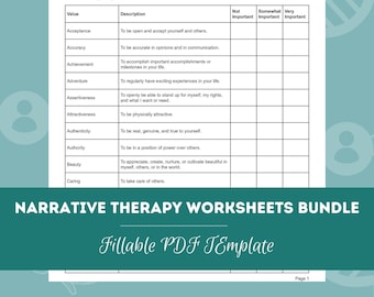 narrative therapy worksheets bundle editable fillable etsy canada