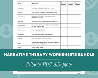 narrative therapy worksheets bundle editable fillable etsy canada