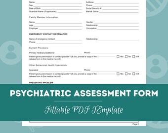 Psychiatric Forms Bundle | 11 Editable / Fillable / Printable PDF Templates | Psychiatrists, Nurse Practitioners, & other Medical Providers