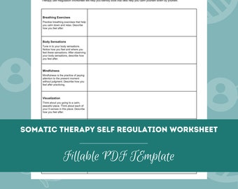Somatic Therapy Self Regulation Worksheet | Editable / Fillable PDF Template | For Counselors, Psychologists, Therapists