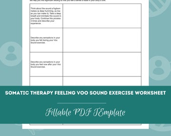 Somatic Therapy Voo Sound Exercise Worksheet | Editable / Fillable PDF Template | For Counselors, Psychologists, Therapists