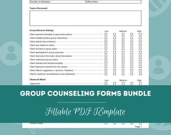 Group Counseling Forms Bundle | 14 Editable / Fillable PDF Templates | For Counselors, Psychologists, Social Workers, Therapists