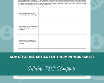 Somatic Therapy Act of Triumph Worksheet | Editable / Fillable PDF Template | For Counselors, Psychologists, Therapists