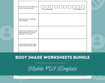 Body Image Worksheets Bundle, 14 Fillable/Printable PDF Templates, Body Acceptance, Therapy Sheet, Mental Health, Eating Disorder Worksheets