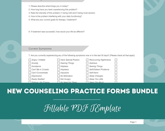 New Counseling Practice Forms Bundle | 24 Editable / Fillable / Printable PDF Templates | Counselors, Psychologists, Therapists