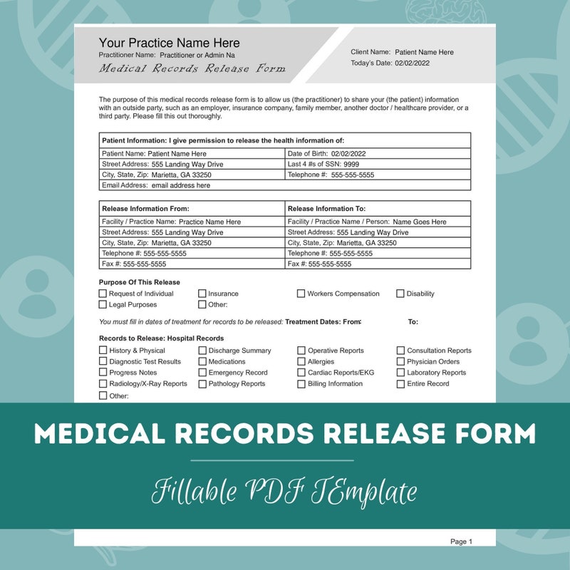 Medical Record Template - Etsy