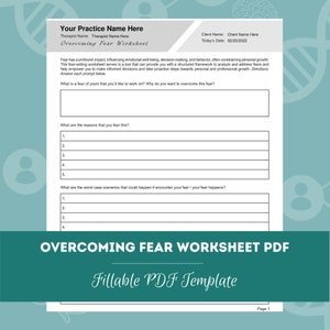 Overcoming Fear Worksheet | Editable / Fillable PDF | For Counselors, Psychologists, Social Workers, Therapists, Psychiatrists