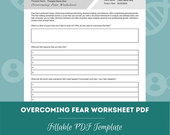 Overcoming Fear Worksheet | Editable / Fillable PDF | For Counselors, Psychologists, Social Workers, Therapists, Psychiatrists