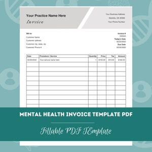 Mental Health Invoice Template PDF / Counseling Editable / Fillable