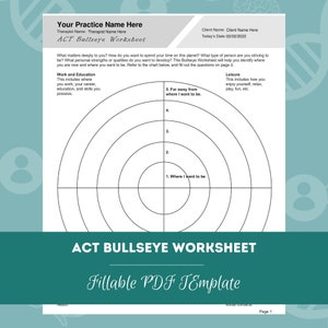 ACT Bullseye Worksheet Editable / Fillable PDF for Counselors