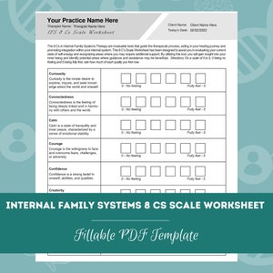 Internal Family Systems 8 Cs Scale Worksheet | Editable / Fillable PDF Template | For Counselors, Psychologists, Social Workers, Therapists