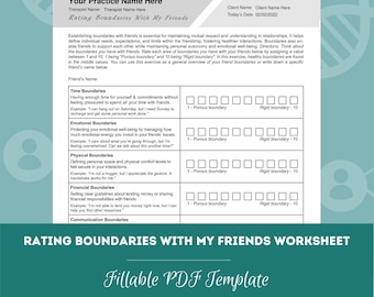 Rating Boundaries With My Friends Worksheet | Editable / Fillable / Printable PDF | Counselors, Psychologists, Psychiatrists, Therapists