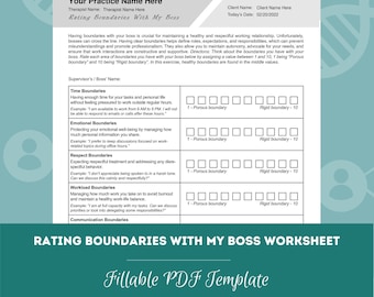 Rating Boundaries With My Boss Worksheet | Editable / Fillable / Printable PDF | Counselors, Psychologists, Psychiatrists, Therapists