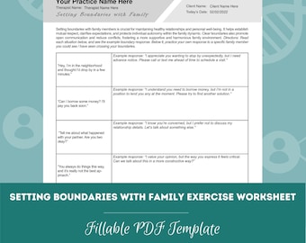 Setting Boundaries with Family Exercise Worksheet | Fillable / Printable PDF | Counselors, Psychologists, Psychiatrists, Therapists