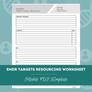 EMDR Resourcing Template Editable / Fillable PDF Template for