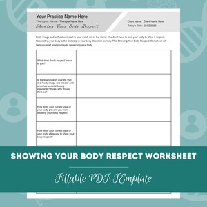 Showing Your Body Respect Worksheet Editable / Fillable PDF Template ...