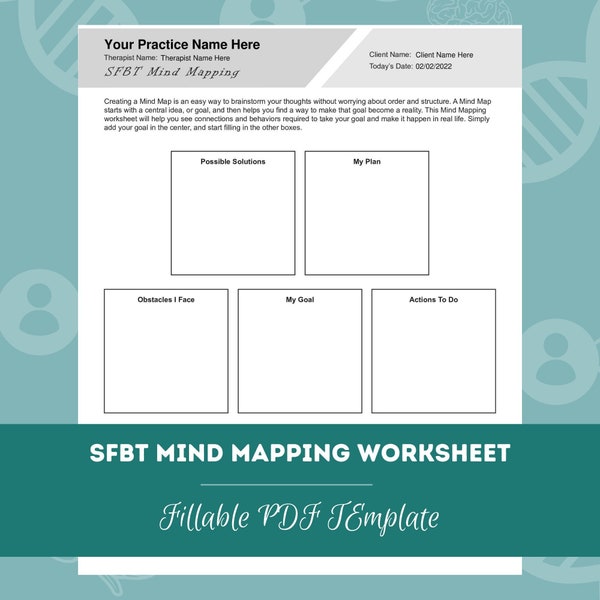 SFBT Mind Mapping Worksheet | Editable / Fillable PDF Template | For Counselors, Psychologists, Therapists