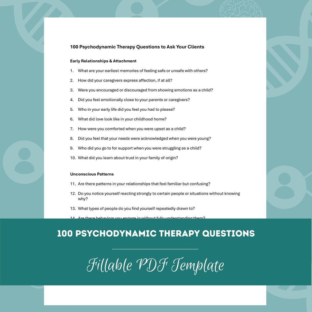 100 Psychodynamic Therapy Questions (PDF Templates Bundle) | Journal ...