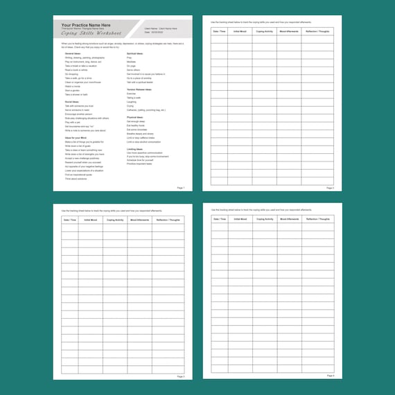 Coping Skills Worksheets For Adults Pdf