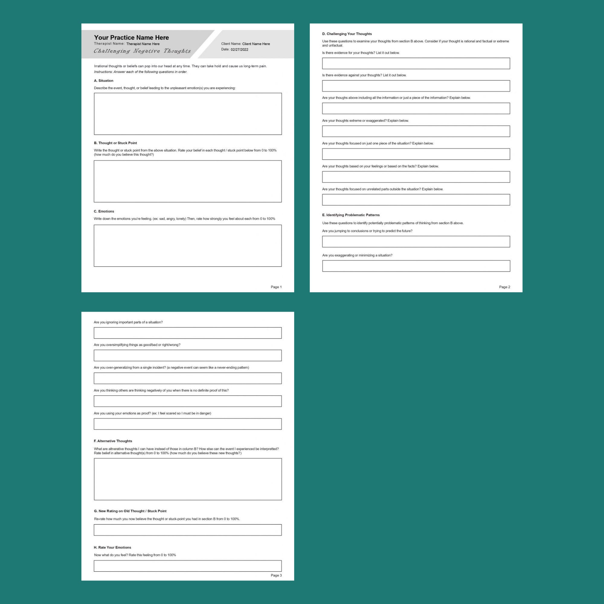 Coping Skills Worksheets Bundle, 36 Fillable, Printable PDF Templates ...