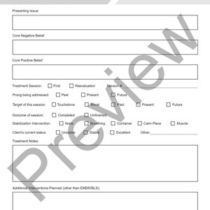 EMDR Treatment Session Summary Notes Editable / Fillable PDF Template ...