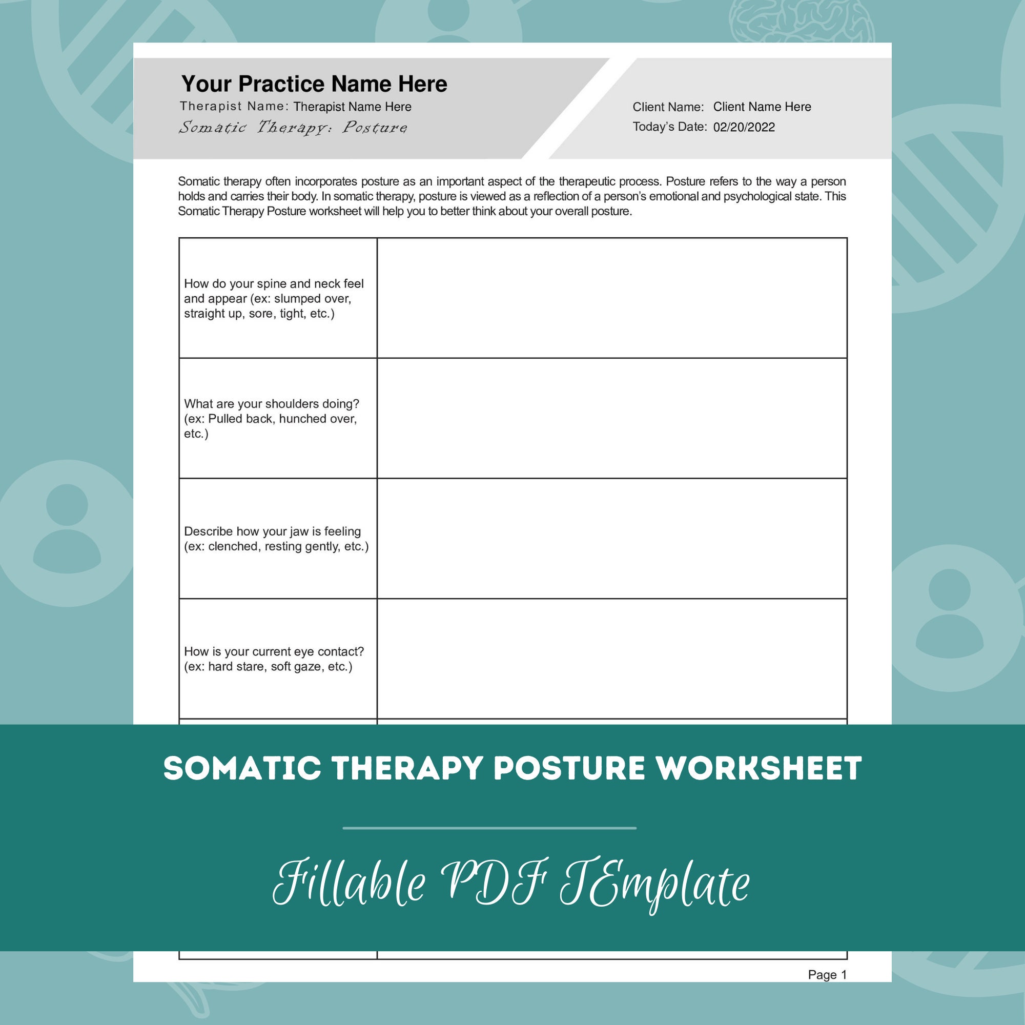 Somatic Therapy Worksheets Bundle, 23 Fillable/printable PDF Templates ...