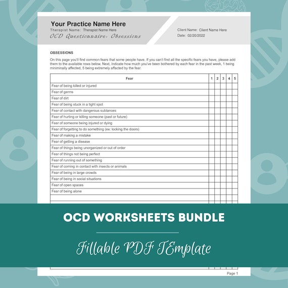 OCD Worksheets Bundle Editable / Fillable PDF Template for - Etsy