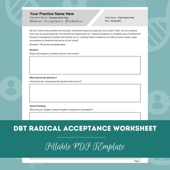 DBT Radical Acceptance Worksheet Editable / Fillable PDF - Etsy