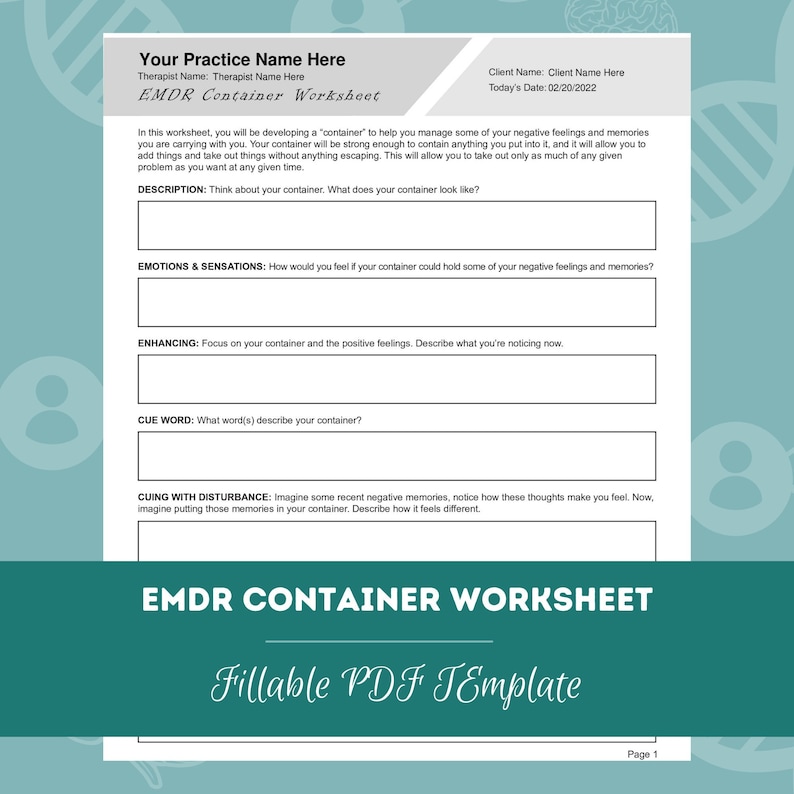 EMDR Container Worksheet | Editable / Fillable PDF Template | for ...
