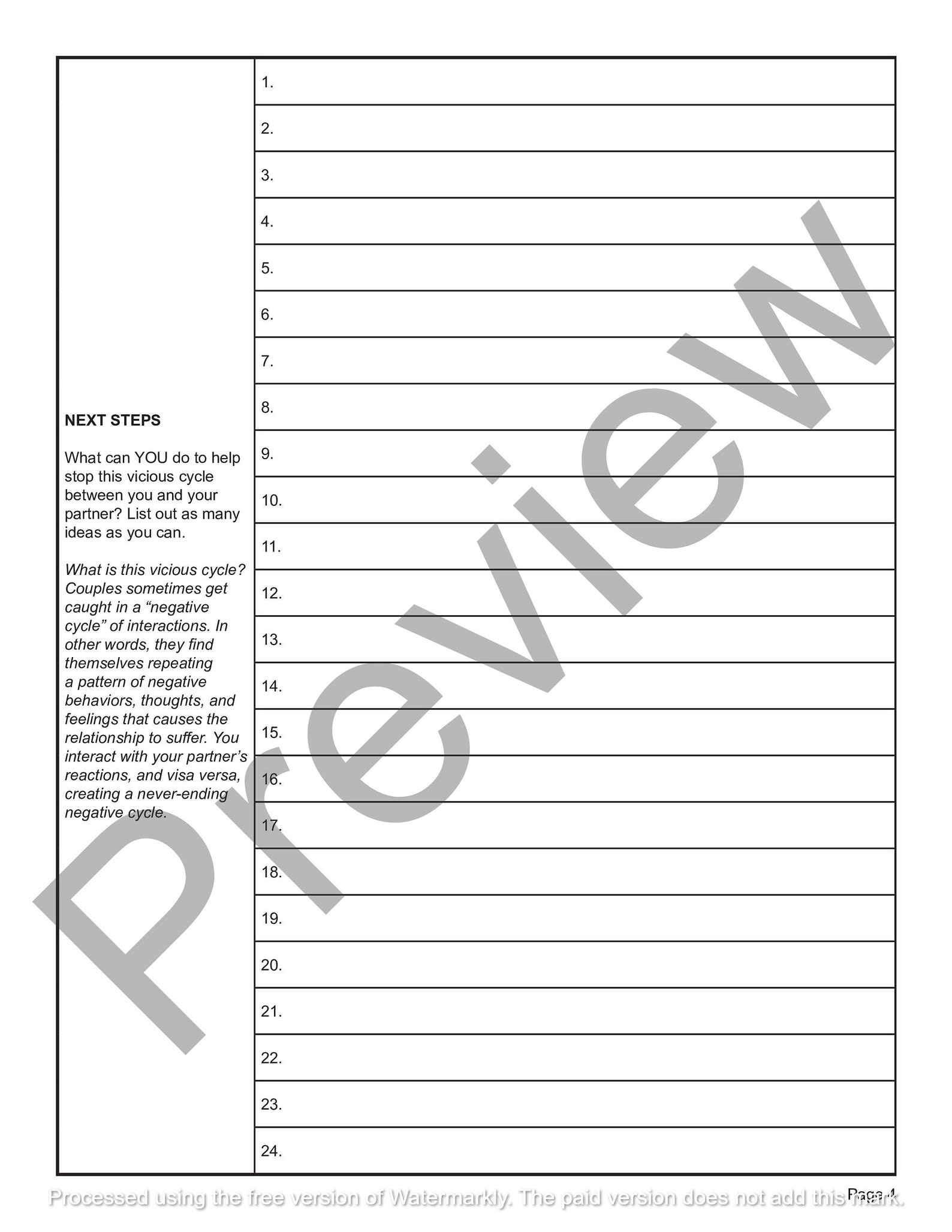 EFT Cycle Questions Worksheet | Editable / Fillable PDF Template | for ...