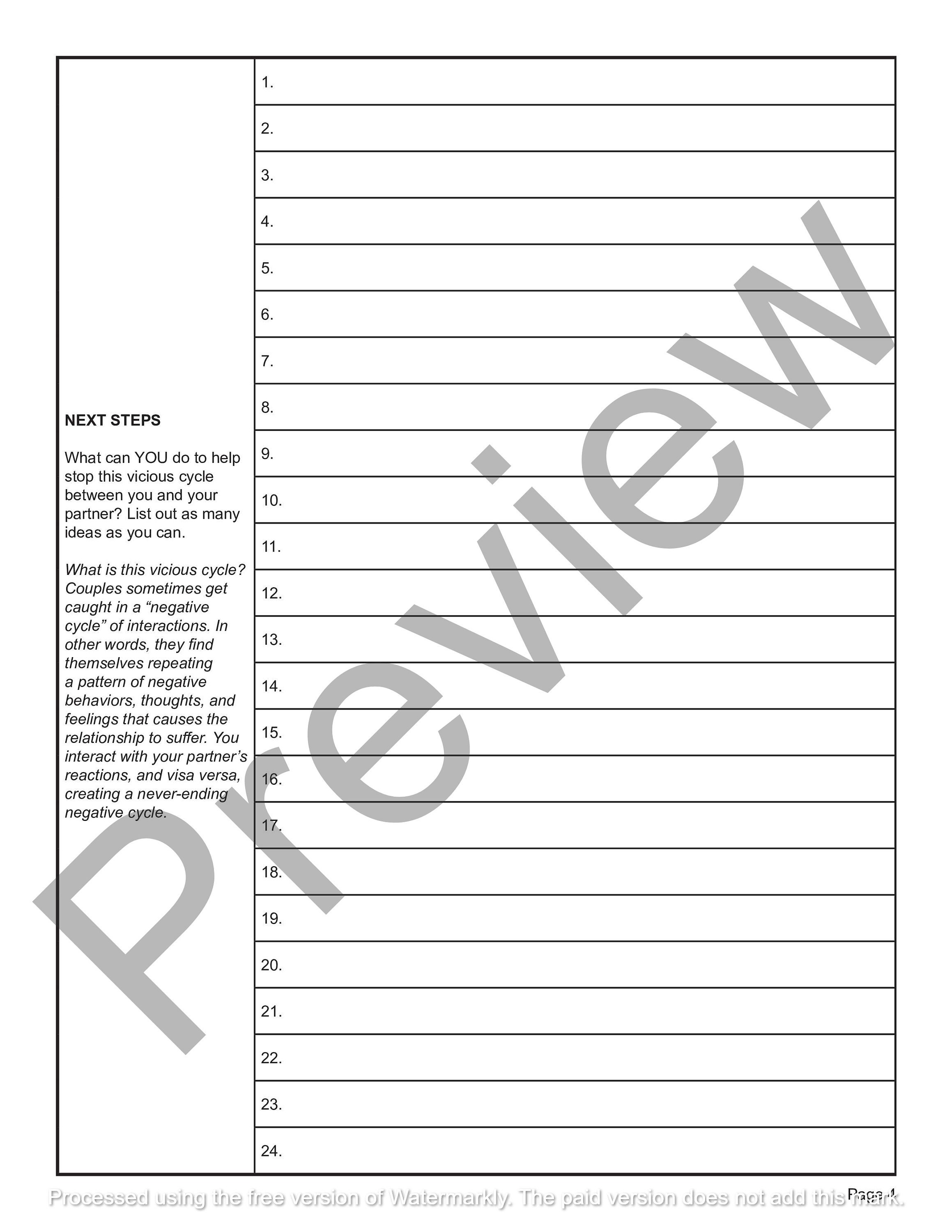 EFT Cycle Questions Worksheet | Editable / Fillable PDF Template | for ...
