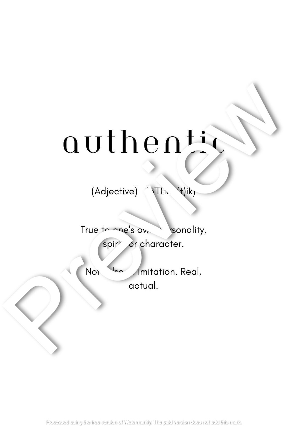 Authentic Definition Poster | Printable PDF | *includes 1 Commercial ...