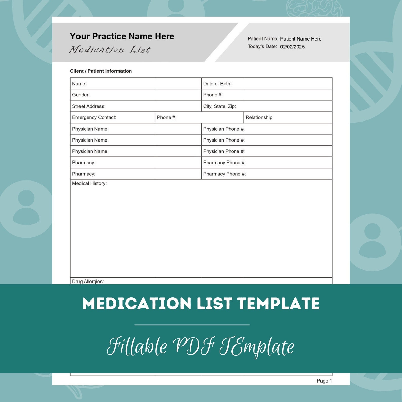 medication-list-template-editable-fillable-pdf-template-for