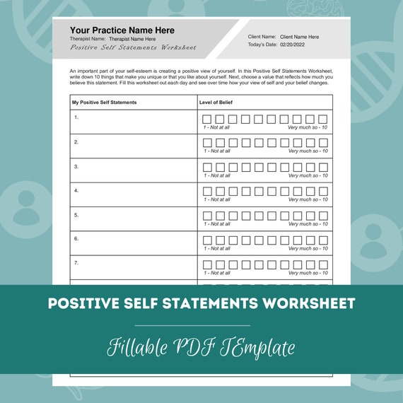 Self-esteem Worksheets Bundle Editable / Fillable / - Etsy