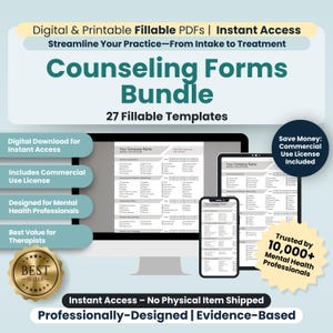 New Counseling Practice Forms Bundle | 29 Editable / Fillable / Printable PDF Templates | Counselors, Psychologists, Therapists