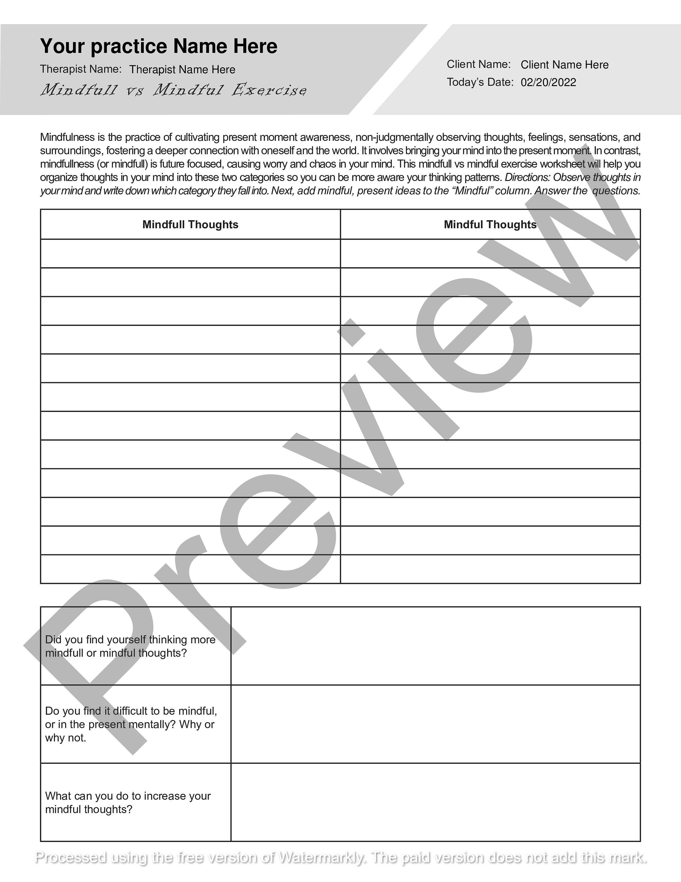 Mindful Reflection Worksheet.pdf Mindfull Vs Mindful Worksheet | Editable / Fillable PDF | for ...