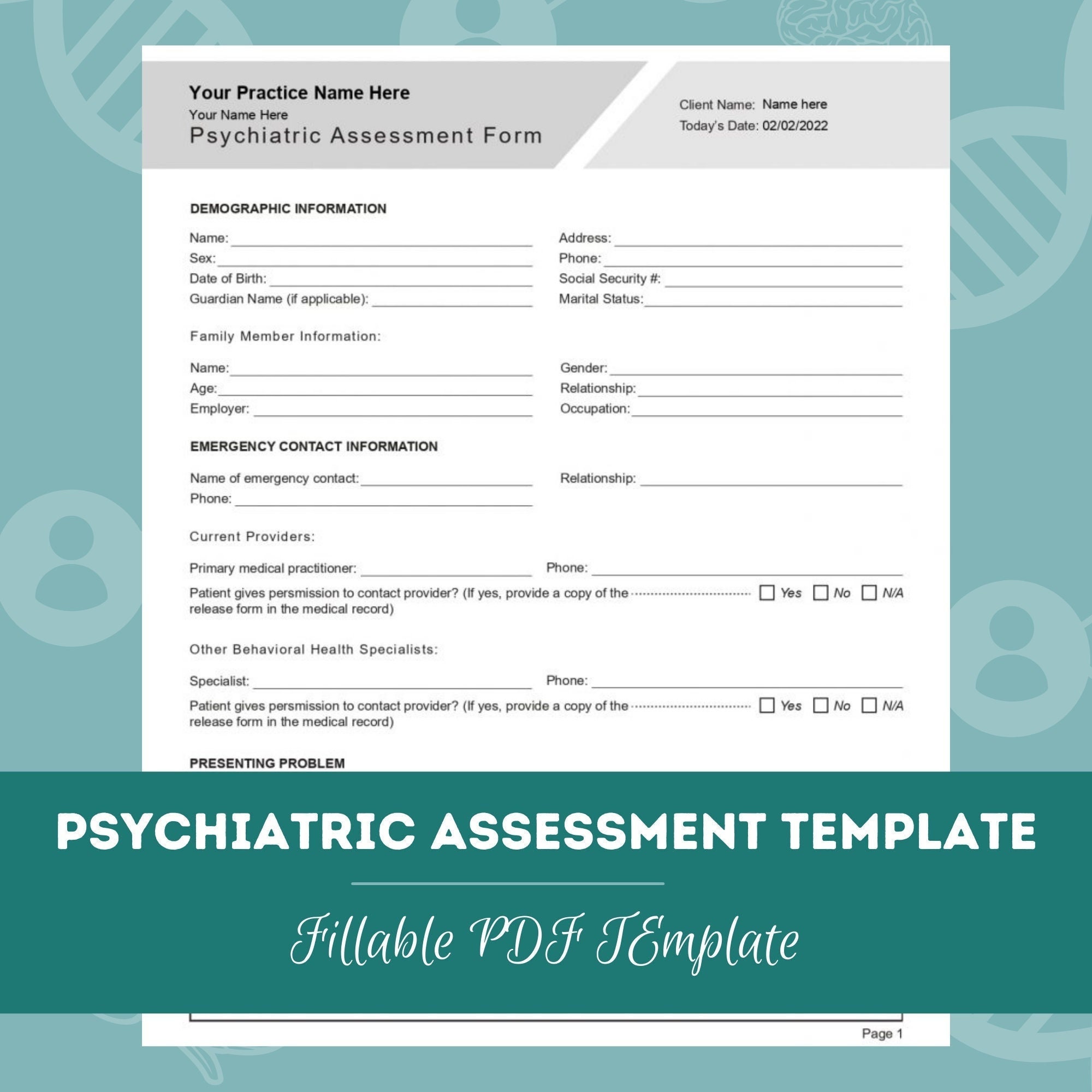 Psychiatric Assessment Template PDF For Psychiatrists Nurse 