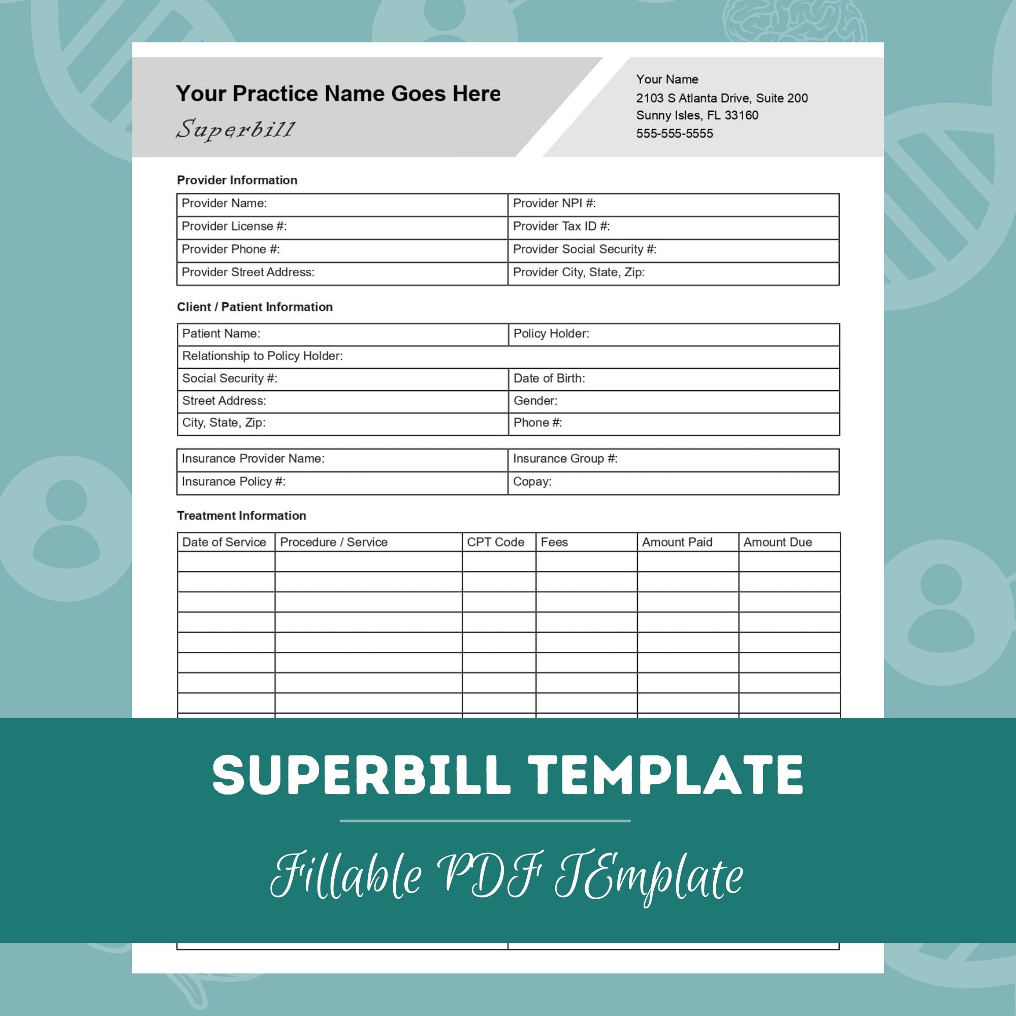 Superbill PDF Template for Mental Health / Counseling Editable Superbill PDF Template for Mental Health / Counseling Editable