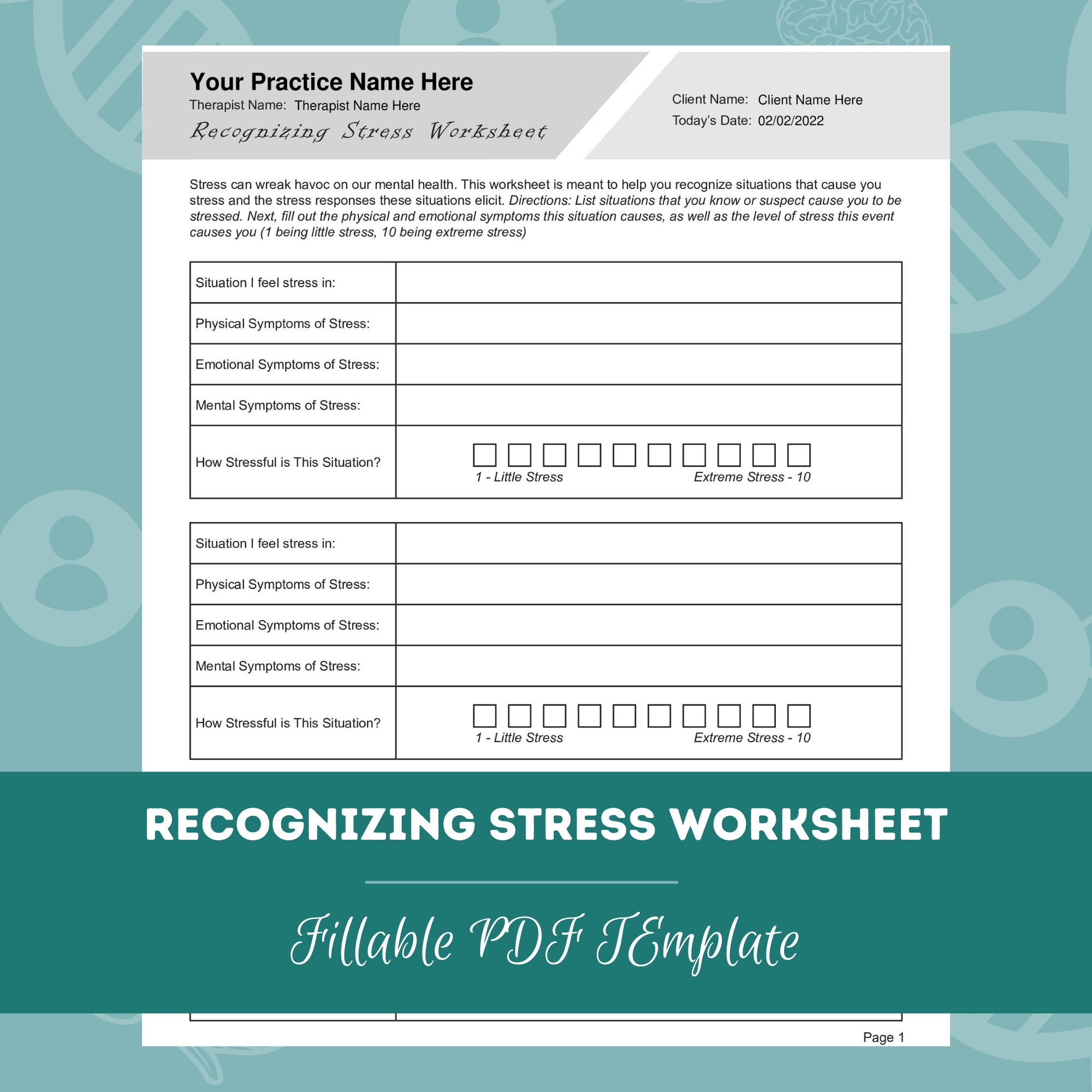 stress-management-worksheets-bundle-editable-fillable-pdf-etsy