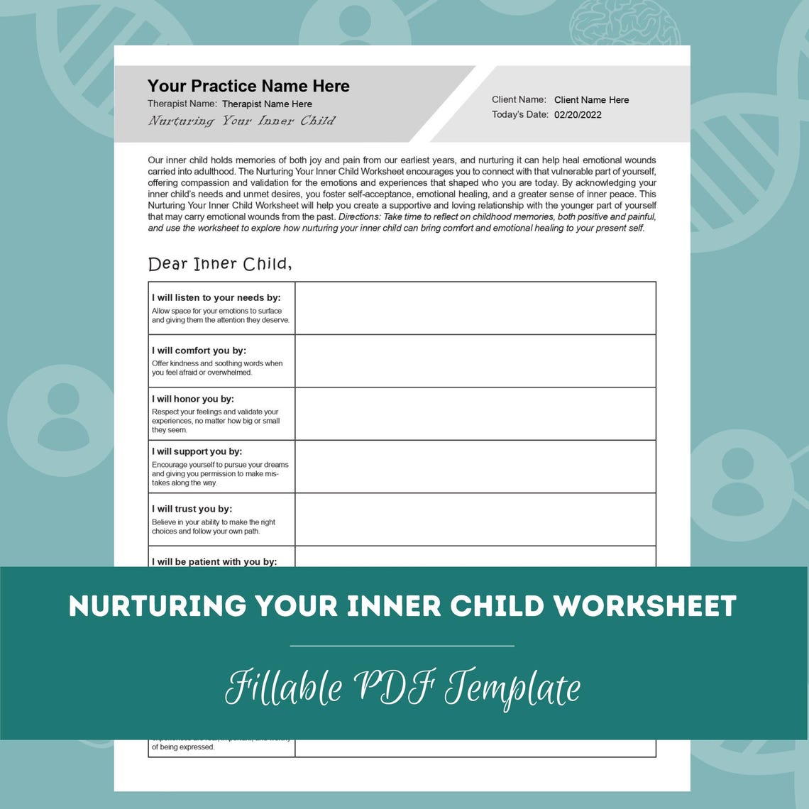 Nurturing Your Inner Child Worksheet (fillable, Printable PDF) | for ...