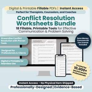 Conflict Resolution Worksheets Bundle, 18 Fillable/Printable PDF Templates,  Conflict Resolution Skills, Accelerated Resolution Therapy