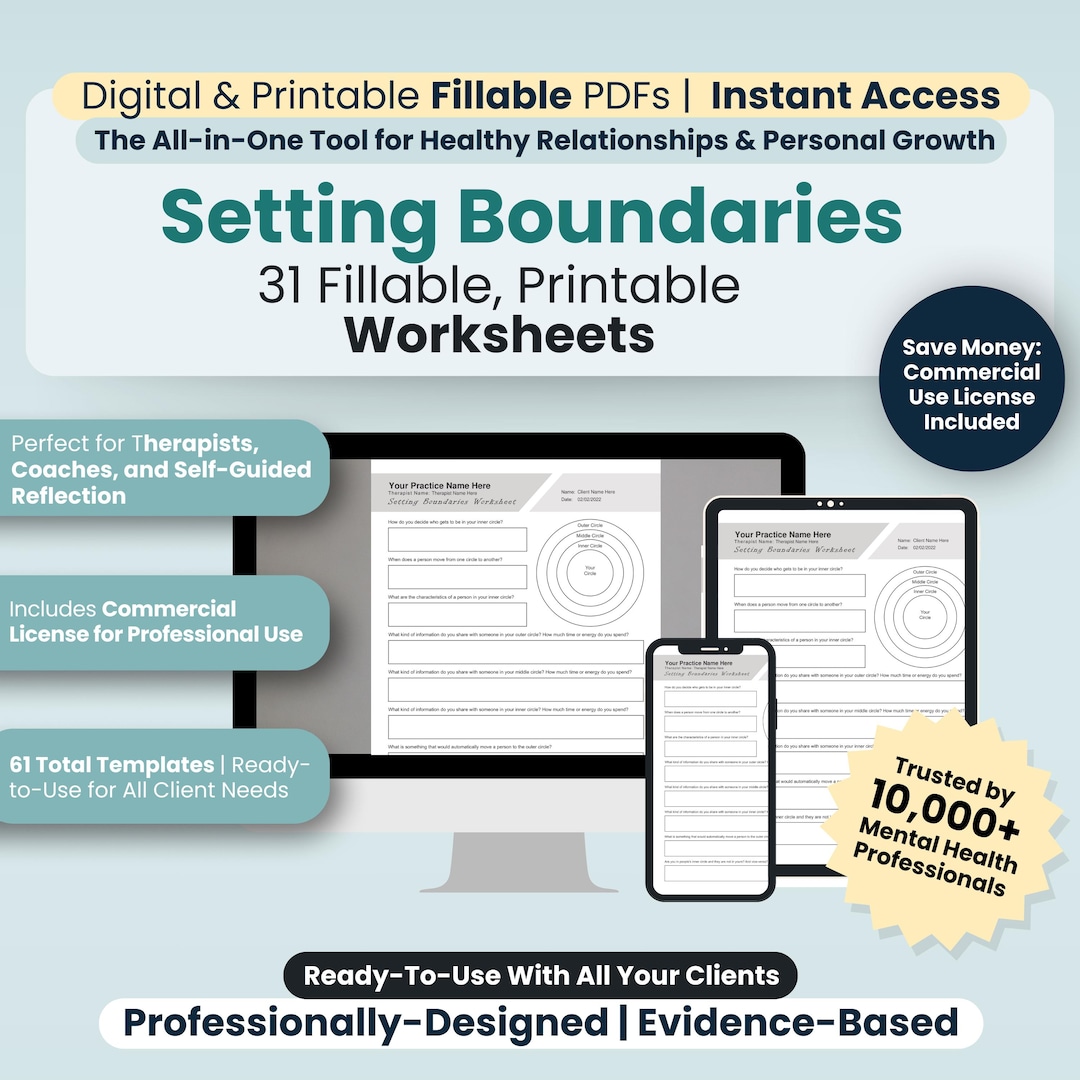 Setting Boundaries Worksheets Bundle | Fillable / Printable PDF ...