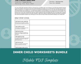 Inner Child Worksheets Bundle - 56 Worksheets (fillable, printable PDFs) | For Counselors, Psychologists, Therapists