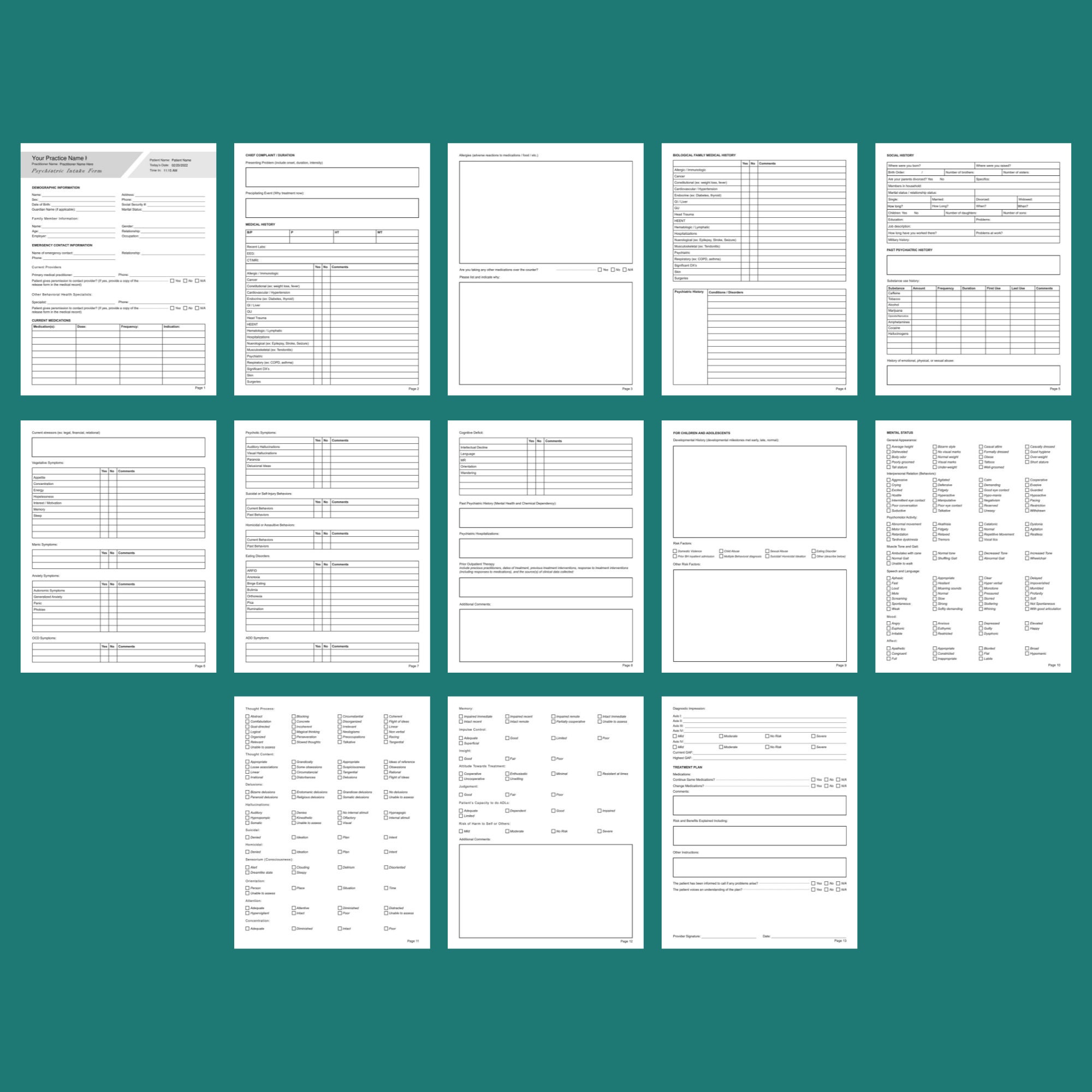 Form R For Psych Psychiatric Intake Form PDF Template for Psychiatrists, Nurse ...