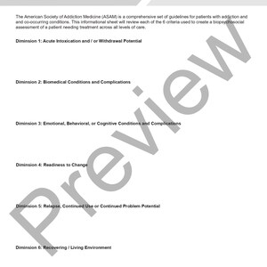 ASAM Criteria Worksheet | Editable / Fillable PDF Template | for ...