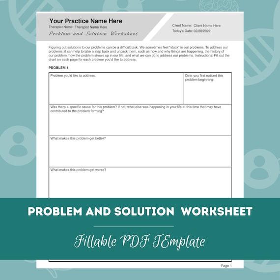 solution focused therapy worksheets bundle editable etsy