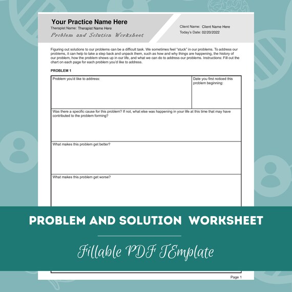 solution focused therapy worksheets bundle editable etsy