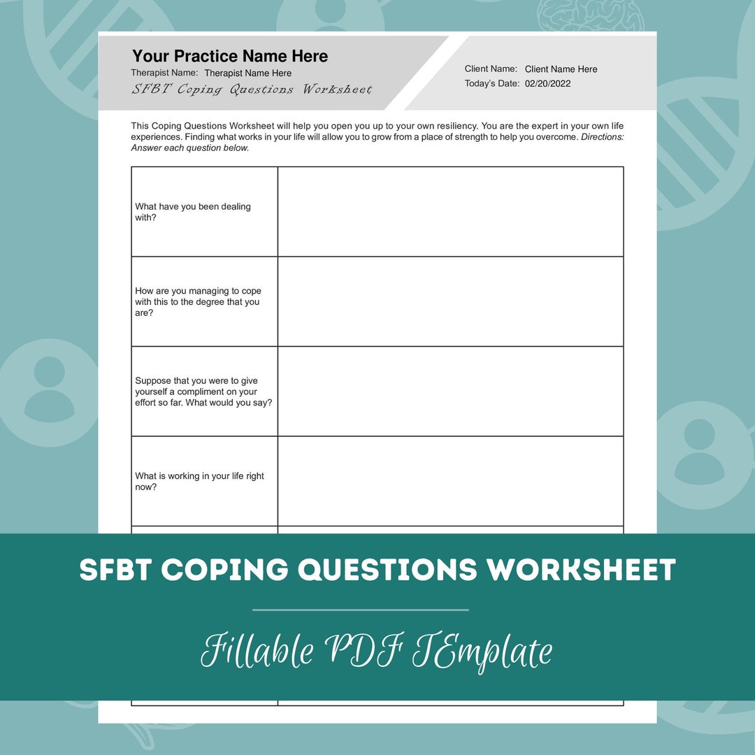 SFBT Coping Questions Worksheet | Editable / Fillable PDF Template ...